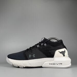 Men's 7 Women's 8.5 Under Armour Project Rock 2 Trainer Black White Sneakers EUC